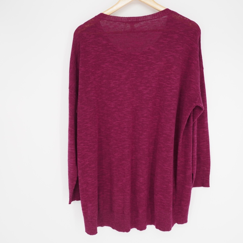 Eileen Fisher Organic Linen Cotton Tunic Sweater Womens M Magenta Transitional - Picture 2 of 10